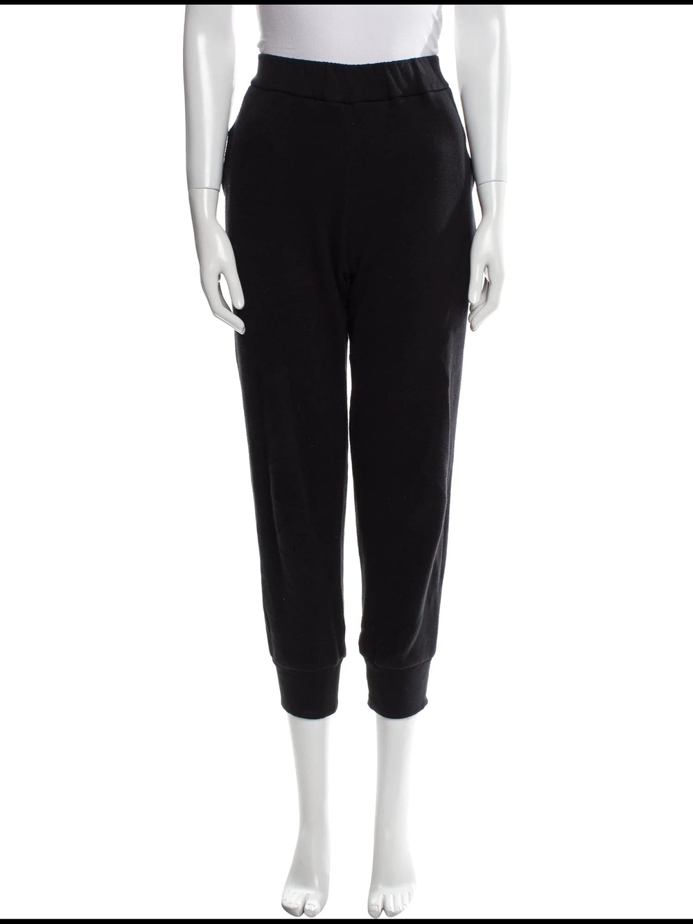 The Row Black Elastic-Waist Cropped Track Joggers